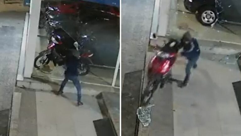 VIDEO: Sujetos rompen vidrios y se roban una moto 0 Km en tan solo 22 segundos