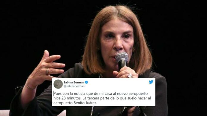 Sabina Berman asegura que hizo 28 minutos de su casa al AIFA