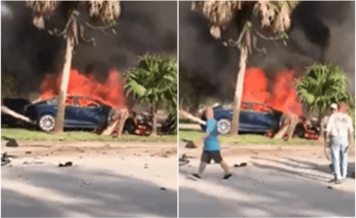 ¡Tesla se incendia con conductor adentro! Auto presentó fallos en sistema