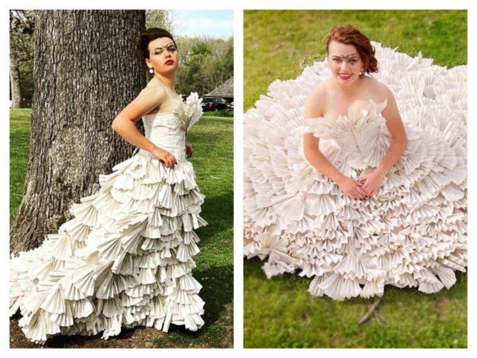 Chica hizo su vestido de graduación con las páginas de viejos libros de ‘Harry Potter’