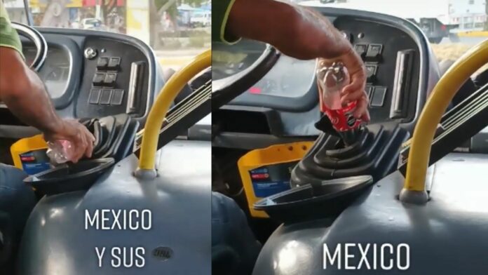 Conductor convierte botella de refresco en una 