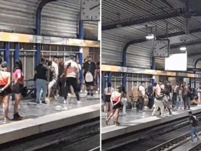 Jóvenes protagonizan pelea en estación del metro de NL