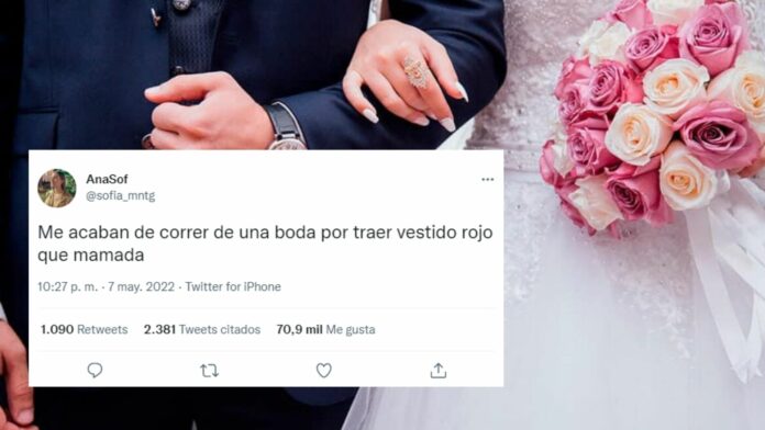 La corren de una boda por traer vestido rojo y abre debate en redes sociales