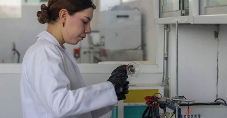 Una joven estudiante desarrolla un aparato para revisar bebidas. Puede detectar si alguien pone droga en líquidos. Foto: EFE.