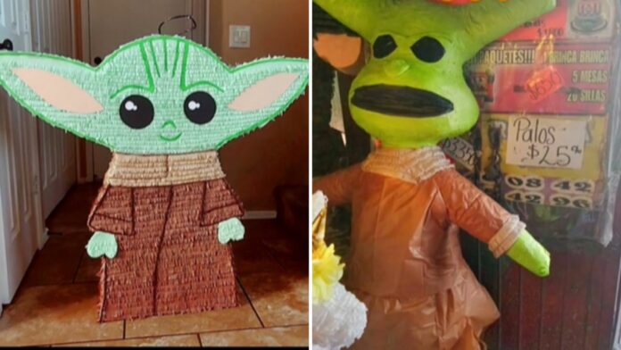 Pide una piñata de Baby Yoda para una fiesta, le llega otra totalmente distinta