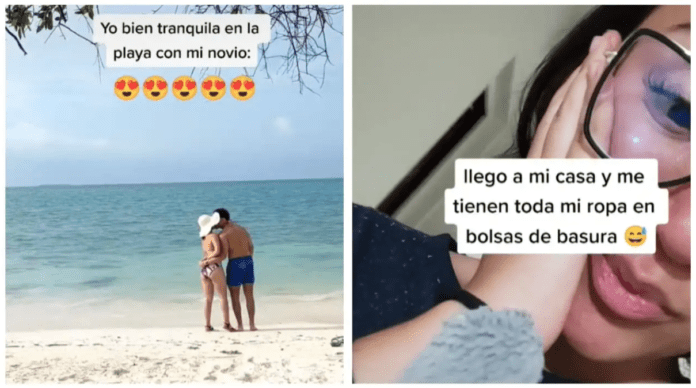 Mujer se va con el novio a la playa y al regresar, encuentra su ropa en bolsas de basura