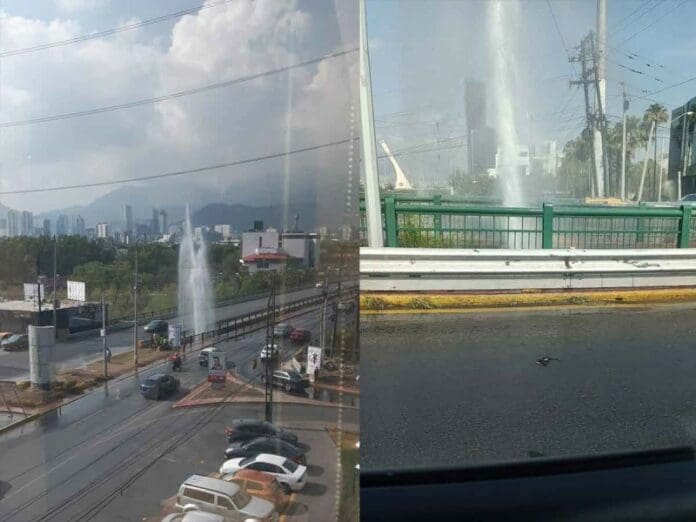Reportan mega fuga de agua en Nuevo León
