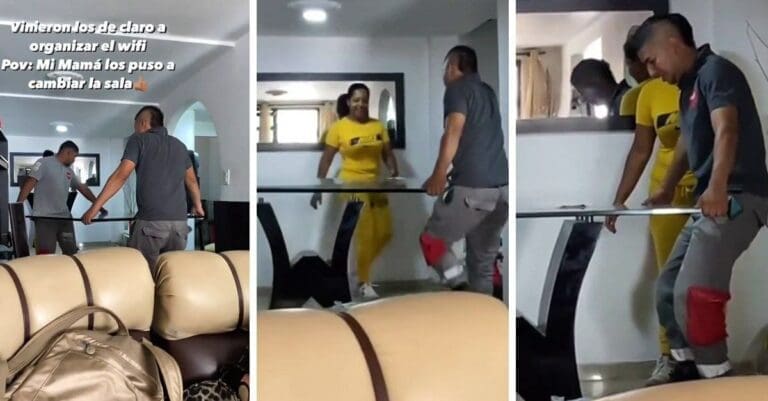 Video: Una mamá puso a los técnicos que le revisaron el Internet a acomodar la sala