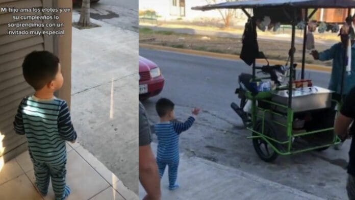 Video: Niño se alegra tras ver llegar al señor de los elotes a su fiesta