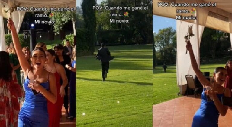 Joven sale huyendo de una boda después que su novia gana el ramo