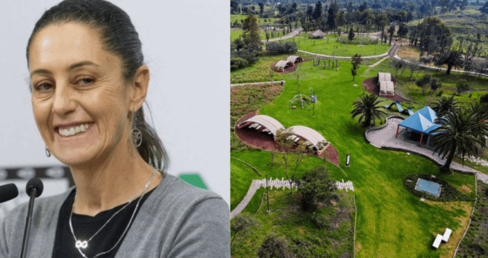 Claudia Sheinbaum presume construcción de parque en Xochimilco