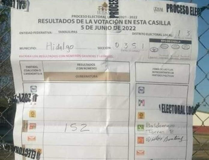 Militantes del PRD denuncian que en algunas zonas de Tamaulipas el narco solo dejó votar por Morena. Presentan pruebas de ello. Fotos: Redes sociales