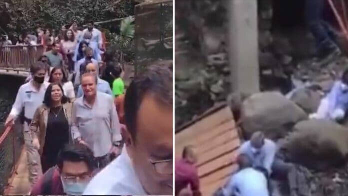 VIDEO: Alcalde de Cuernavaca y su esposa caen de puente colgante que colapsó