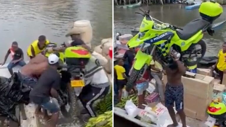 ¿Hércules colombiano? Hombre se hace viral por cargar en sus hombros una moto