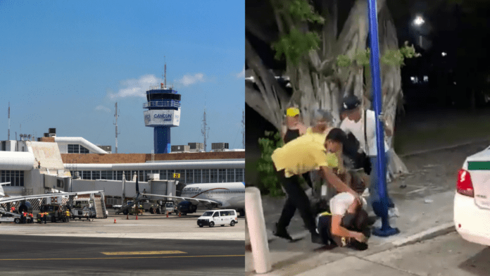 Taxistas se agarran a golpes por un pasaje en el Aeropuerto Internacional de Cancún