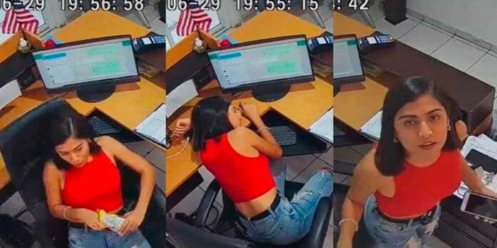 VIDEO: Cámaras de seguridad captan a joven durmiendo en sus horas de trabajo