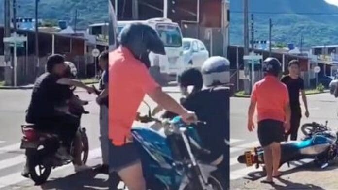 Motociclista se confunde y arrolla a actores que filmaban un asalto para una película