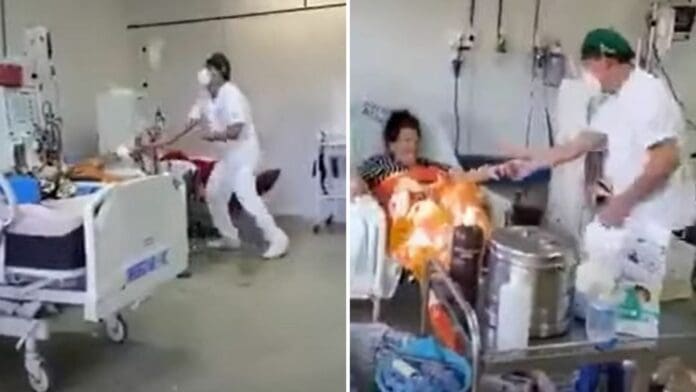 Enfermero baila cumbia para animar a pacientes con sus mejores pasos