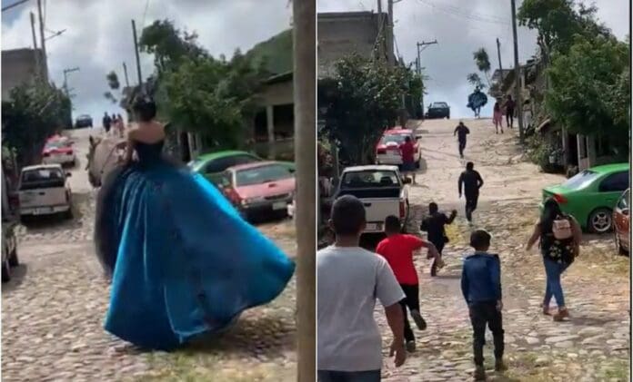 Caballo escapa con todo y quinceañera