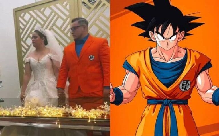 Fan de Dragon Ball se hace viral en TikTok por usar traje de Goku en su boda