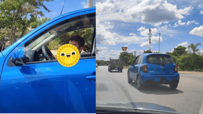 Captan a niño manejando auto sin supervisión adulta en Mérida