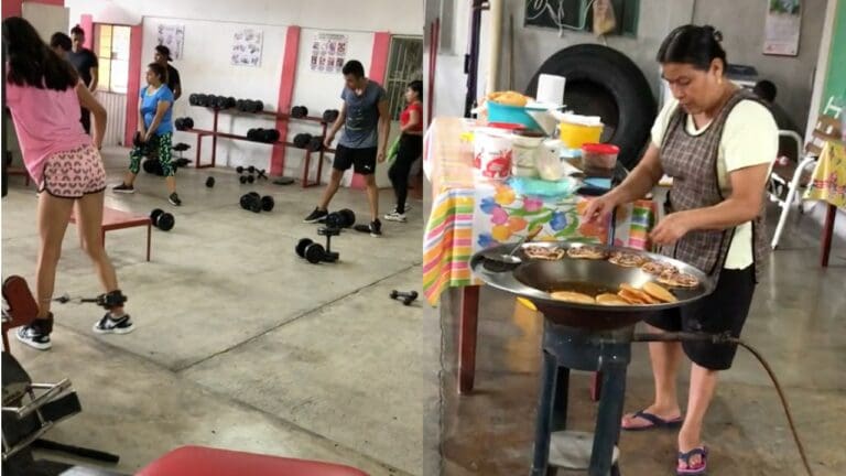 VIDEO: Mujer vende "garnachas" dentro de un gimnasio y se vuelve viral