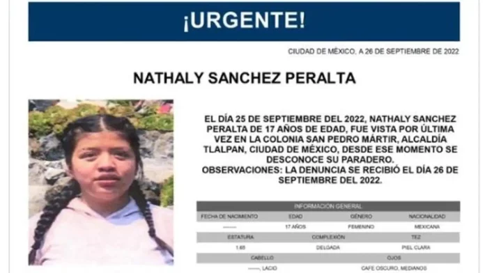 Activan Alerta Amber para localizar a Nathaly Sánchez Peralta