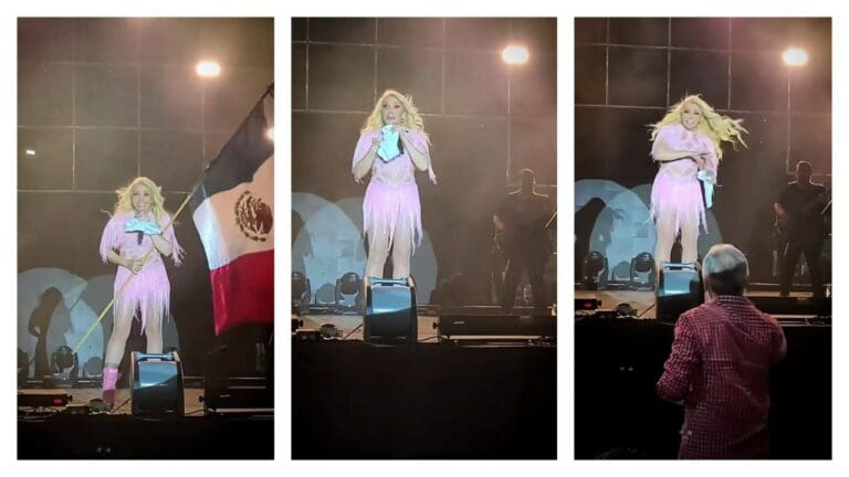 Yuri se asusta con insecto en su cuello durante concierto en Tamaulipas