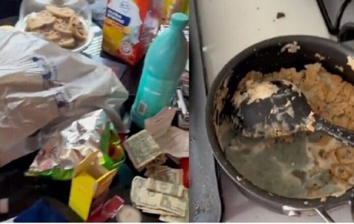 Mujer exhibe el cochinero que hizo su esposo tras dejarlo solo unos días