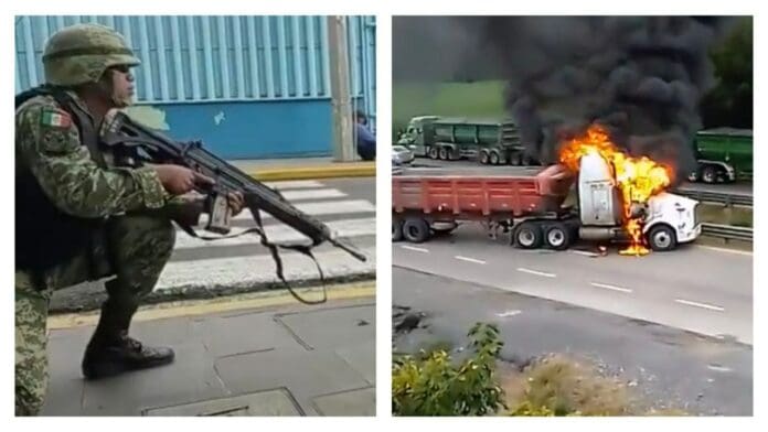 Activan código rojo por intensas balaceras en el centro de Orizaba, Veracruz; incendian un tráiler