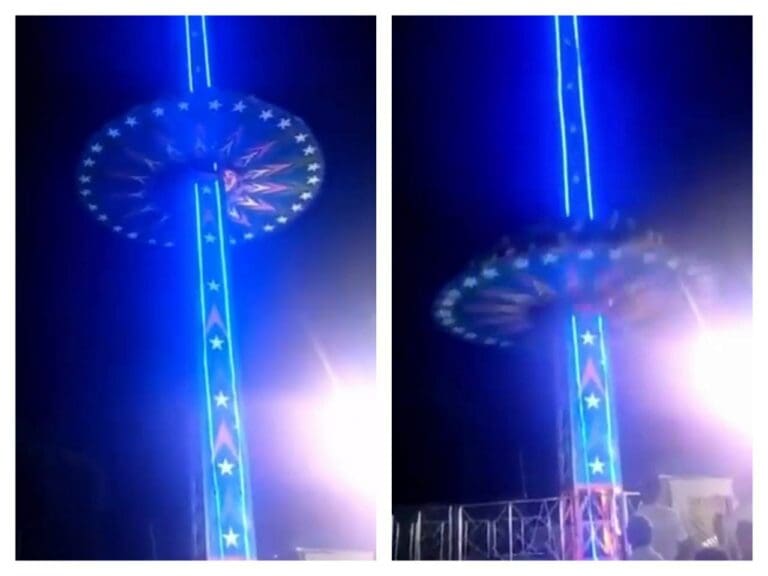 Video: Colapsa juego mecánico en feria de la India; hay 16 heridos