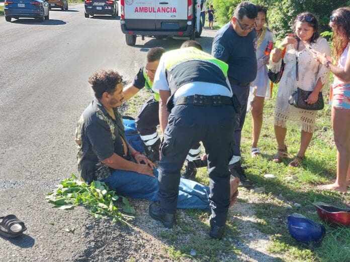 Un motociclista herido deja accidente carretero cerca de Villas del Sol, en Playa del Carmen