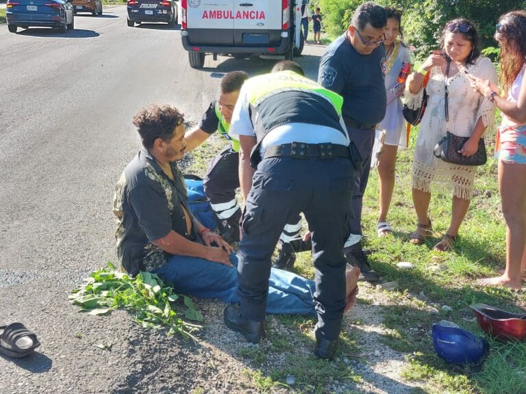 Un motociclista herido deja accidente carretero cerca de Villas del Sol, en Playa del Carmen