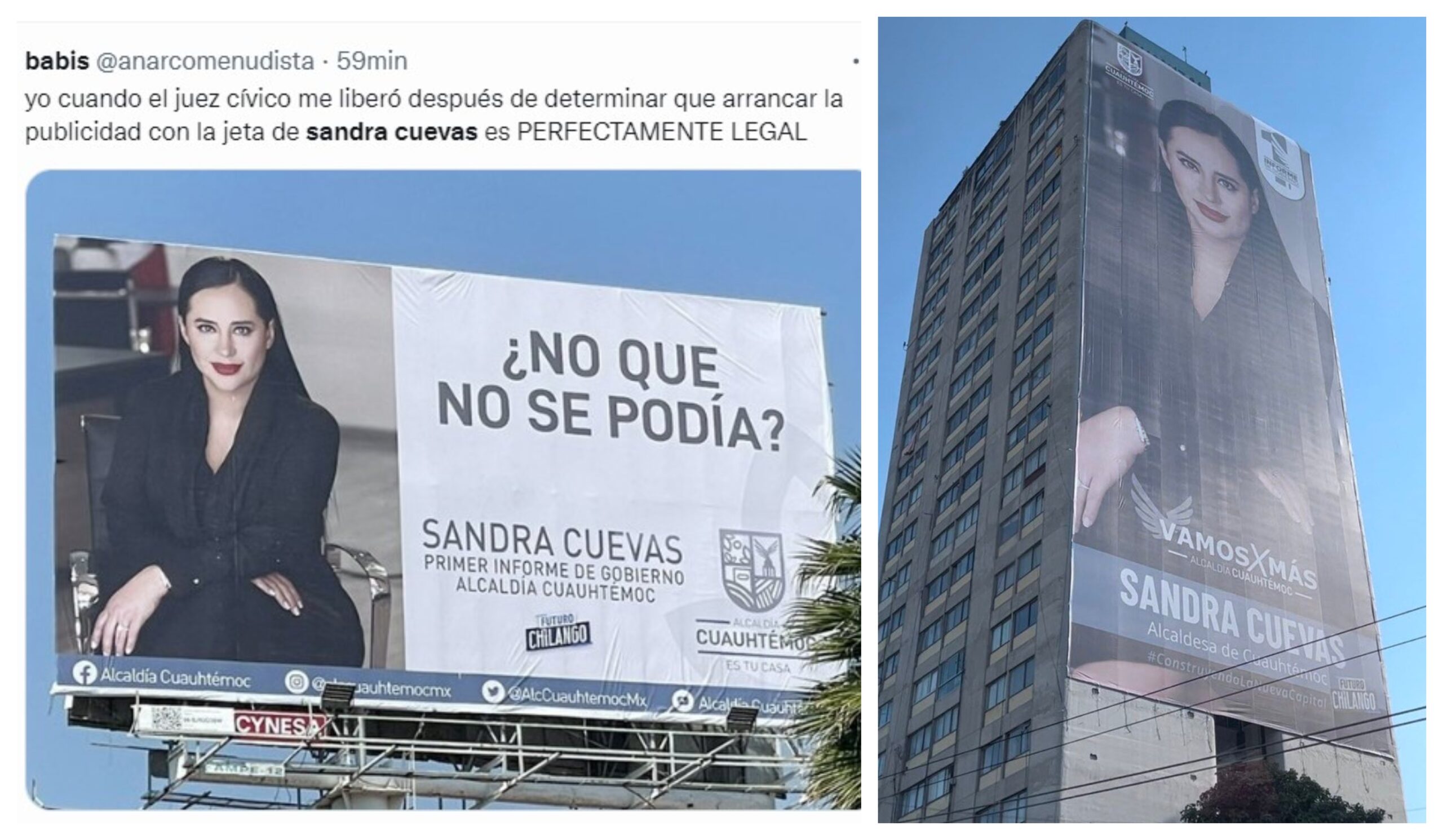 Tunden a Sandra Cuevas por aparición en espectaculares a su favor