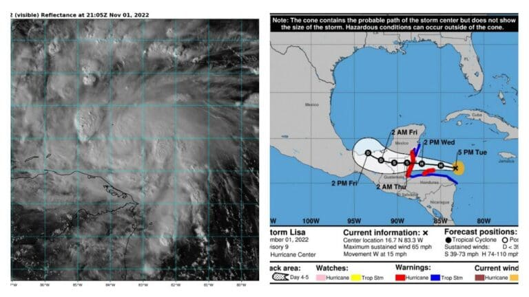 Tormenta tropical Lisa continua intensificándose en aguas del Mar Caribe