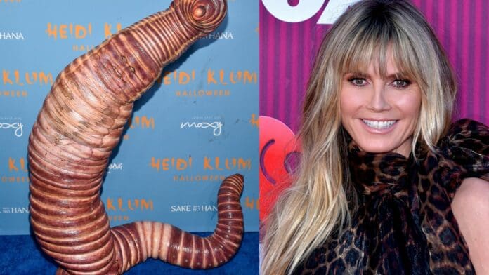 Heidi Klum sorprendió en Halloween disfrazada de un 'gusano gigante'