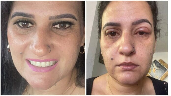 Mujer termina en el hospital por aplicarse pestañas postizas