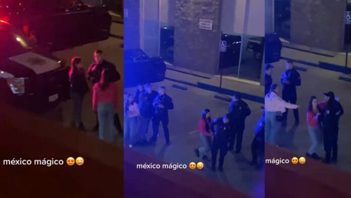 VIDEO: Patrulla llega a fiesta y joven saca a bailar a policía