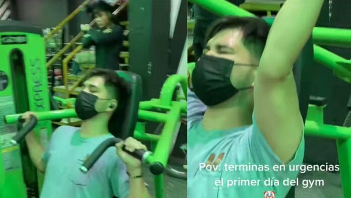 VIDEO: Joven va al gimnasio por primera vez y termina en urgencias