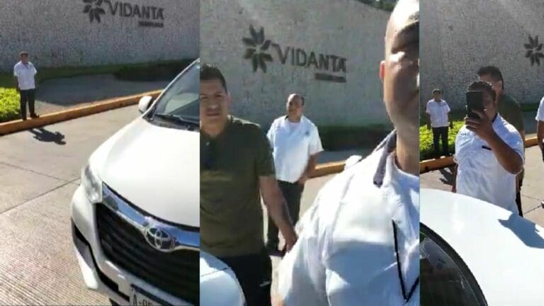 Taxistas del sindicato “Lázaro Cárdenas del Río” acorralaron y amenazaron a un conductor que esta tarde dejó a 2 personas en el hotel Vidanta