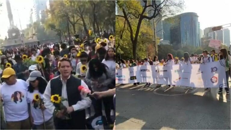 Marcha contra presencia de la Guardia Nacional en el Metro CDMX