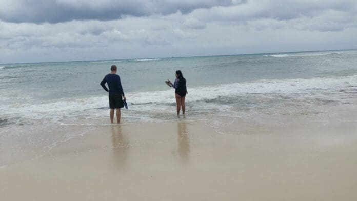A pesar del frente frío de este fin de semana, la afluencia de bañistas a las costas de Playa del Carmen fue intensa y constante.