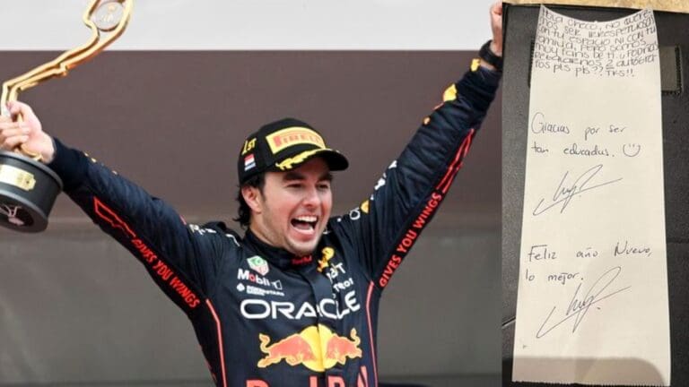 Meseras piden autógrafo a Checo Pérez en la cuenta; él las felicita por ser educadas