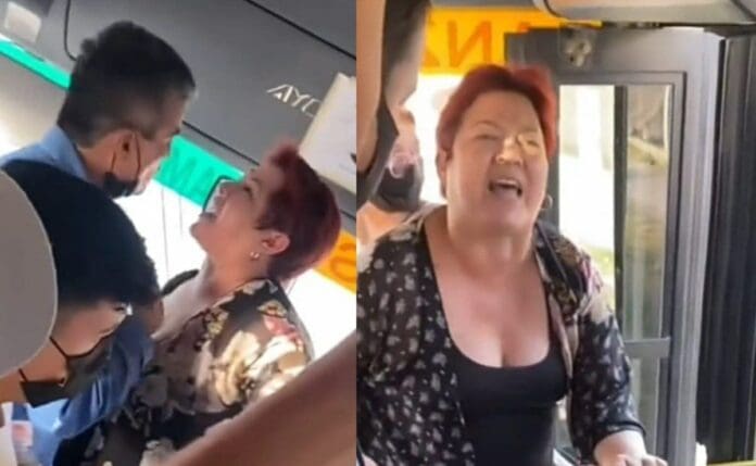 Mujer pelea con chofer de camión, lanza piedra y le pega a bebé