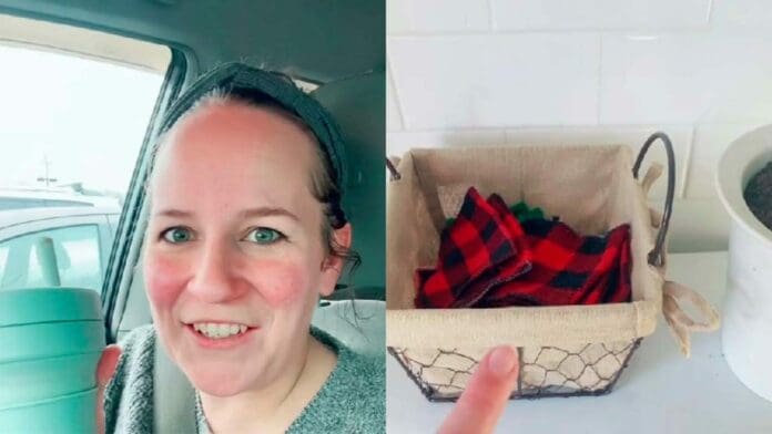 Mamá ecológica utiliza ropa vieja en el baño en lugar de papel higiénico