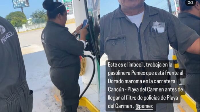 VIDEO: Exponen a trabajador de gasolinera Pemex en Playa del Carmen maltratando a una mujer