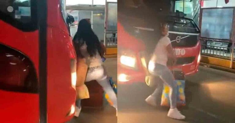 Video: Por llegar tarde, mujer intenta detener autobús en Villahermosa, Tabasco