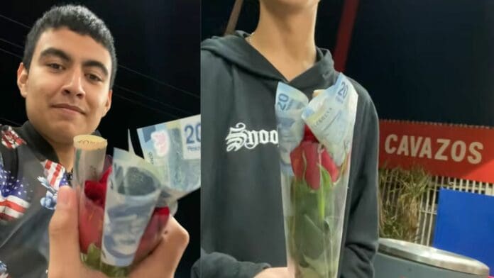 Ramo buchón versión Villas del Sol: le pone billetes de 20 pesos de regalo a su novia