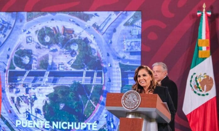 La gobernadora Mara Lezama acudió a la conferencia mañanera. Destacó las inversiones federales en la entidad.