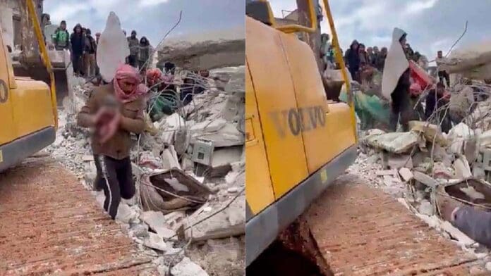 Bebé nace durante terremoto en Siria y es rescatado de los escombros, la mamá murió